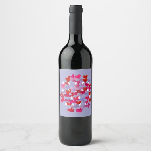 Happy Galentine's Day Hearts Wine Label Wijn Etiket (Voorkant)