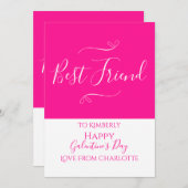 Happy Galentine's Day Hot Pink Feestdagenkaart (Voorkant / Achterkant)