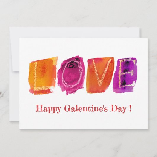 Happy Galentine's Day | 'LOVE' Watercolor Modern Feestdagenkaart (Voorkant)