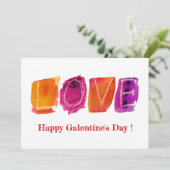 Happy Galentine's Day | 'LOVE' Watercolor Modern Feestdagenkaart (Staand voorkant)