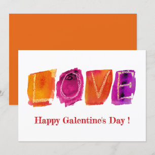 Happy Galentine's Day 'LOVE' Watercolor Modern Feestdagenkaart