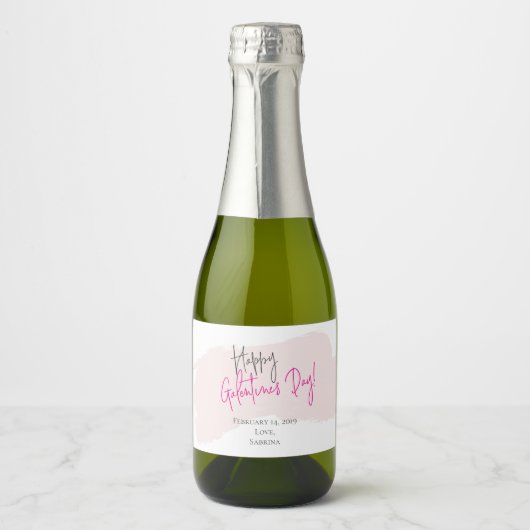 Happy Galentine's Day Mini Mousserende Wijn Labels Sparkling Wijnetiket (Voorkant)