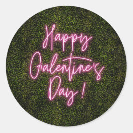 Happy Galentine's Day Neon Sign Valentijnsdag Ronde Sticker