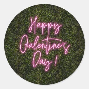 Happy Galentine's Day Neon Sign Valentijnsdag Ronde Sticker