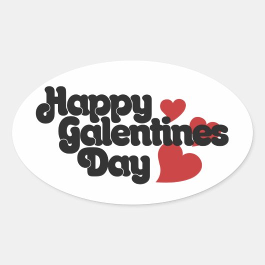 Happy Galentines Day Ovale Sticker (Voorkant)