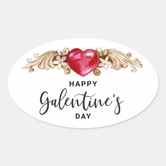 Happy Galentines Day Ovale Sticker (Voorkant)