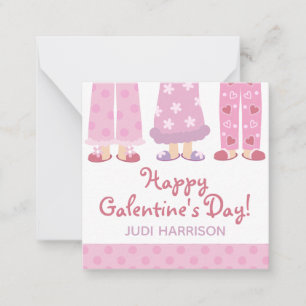 Happy Galentine's Day Pajamas Gift Enclosure Cards Notitiekaartje