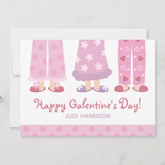 Happy Galentine's Day Pajamas Valentijnse kaart (Voorkant)