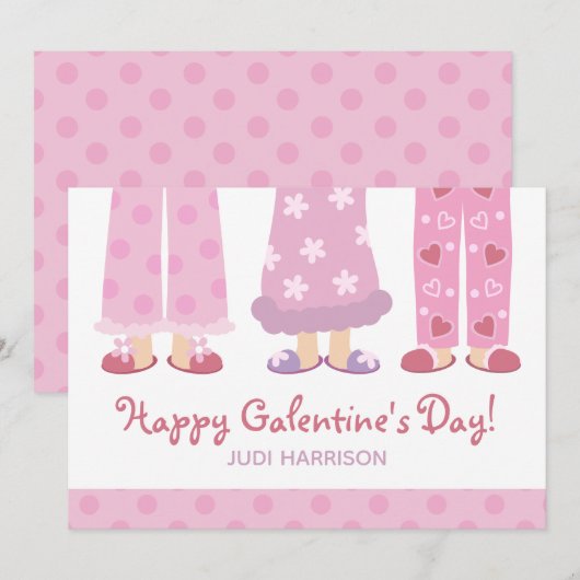 Happy Galentine's Day Pajamas Valentijnse kaart (Voorkant / Achterkant)