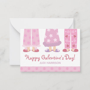 Happy Galentine's Day Pajamas Valentijnse kaart Notitiekaartje