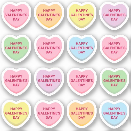 Happy Galentine's Day pastel aangepaste snoep hart Sticker (Voorkant)