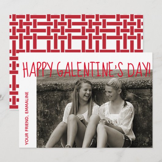 Happy Galentine's Day Photo Card Feestdagenkaart (Voorkant / Achterkant)