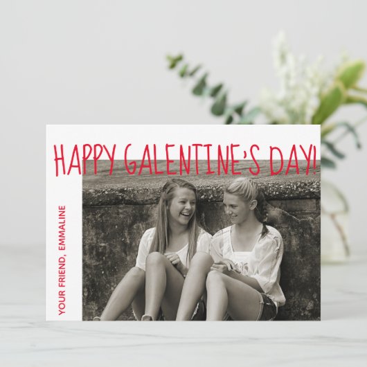 Happy Galentine's Day Photo Card Feestdagenkaart (Staand voorkant)