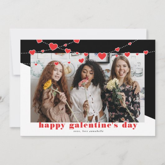 Happy Galentine's Day Photo Holiday Card Feestdagenkaart (Voorkant)