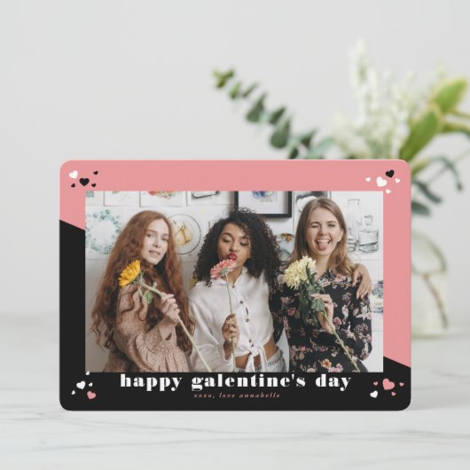 Happy Galentine's Day Photo Holiday Card Feestdagenkaart (Staand voorkant)