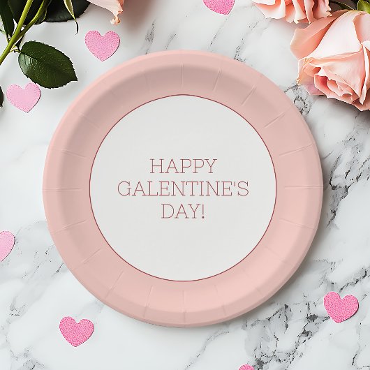 Happy Galentine's Day Pink Girly Typografie Eenvou Papieren Bordje