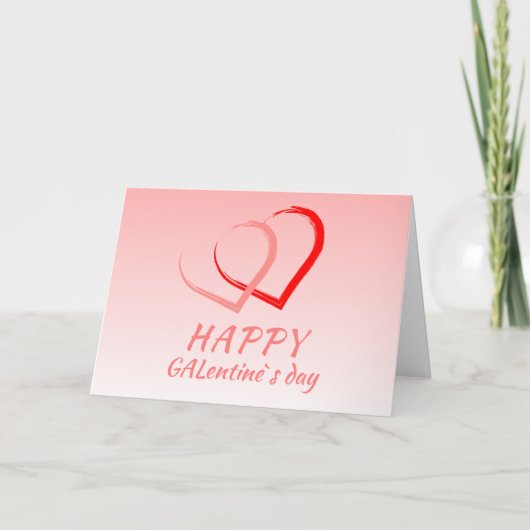 Happy Galentine's Day Pink Heart Friend Feestdagen Kaart (Voorkant)