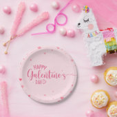 Happy Galentine's Day Pink Hearts Papieren Bordje (Feest)