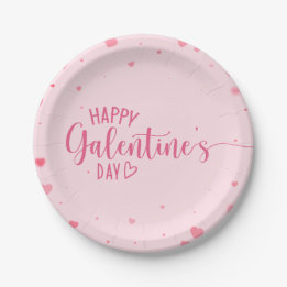 Happy Galentine's Day Pink Hearts Papieren Bordje