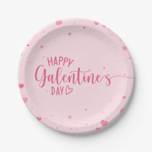 Happy Galentine's Day Pink Hearts Papieren Bordje