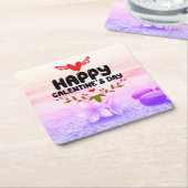 Happy Galentine's Day Red Heart & Wings Party Kartonnen Onderzetters (Schuin)