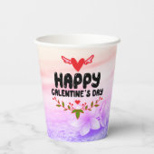 Happy Galentine's Day Red Heart & Wings Party Papieren Bekers (Achterkant)