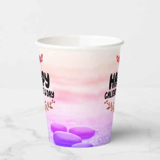 Happy Galentine's Day Red Heart & Wings Party Papieren Bekers (Links)