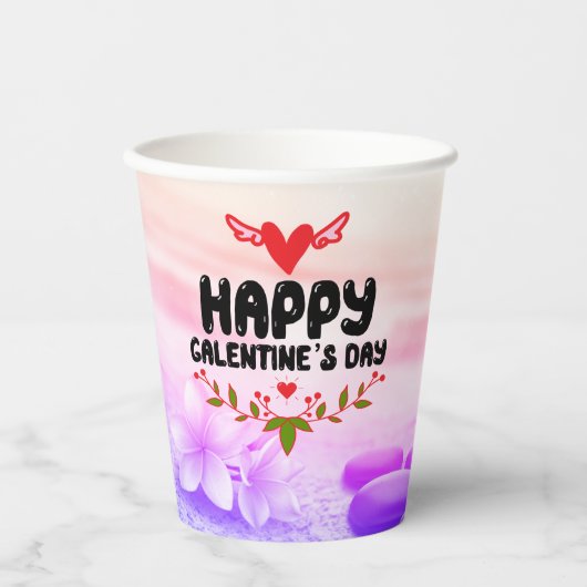 Happy Galentine's Day Red Heart & Wings Party Papieren Bekers (Voorkant)