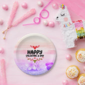 Happy Galentine's Day Red Heart & Wings Party Papieren Bordje (Feest)