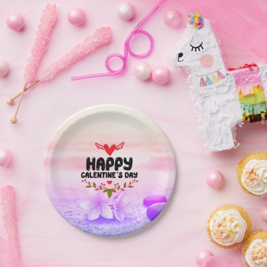 Happy Galentine's Day Red Heart & Wings Party Papieren Bordje (Feest)