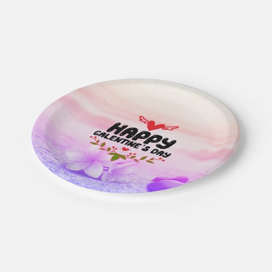 Happy Galentine's Day Red Heart & Wings Party Papieren Bordje (Gekanteld)