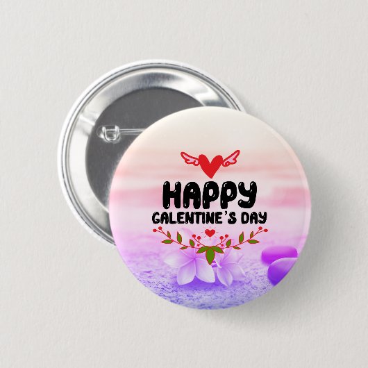 Happy Galentine's Day Red Heart & Wings Party Ronde Button 5,7 Cm (Voorkant /achterkant)