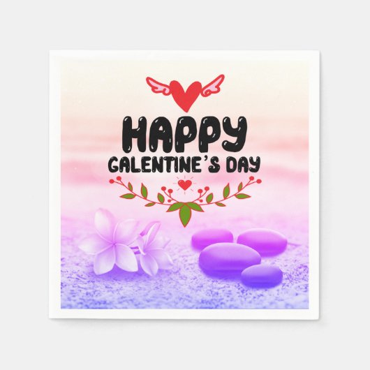 Happy Galentine's Day Red Heart & Wings Party Servet (Voorkant)