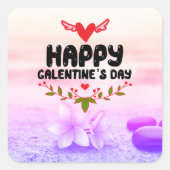 Happy Galentine's Day Red Heart & Wings Party Vierkante Sticker (Voorkant)
