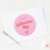 Happy Galentines Day Retro Pink Ronde Sticker (Envelop)