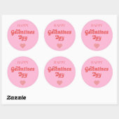 Happy Galentines Day Retro Pink Ronde Sticker (Vel)