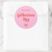Happy Galentines Day Retro Pink Ronde Sticker (Tas)