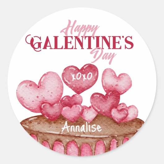 Happy Galentine's Day Ronde Sticker (Voorkant)