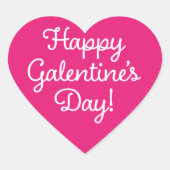 Happy Galentine's Day Roze Heart Sticker (Voorkant)
