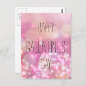 Happy Galentine's Day - Roze Sparkles Briefkaart (Voorkant / Achterkant)