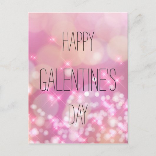 Happy Galentine's Day - Roze Sparkles Briefkaart (Voorkant)