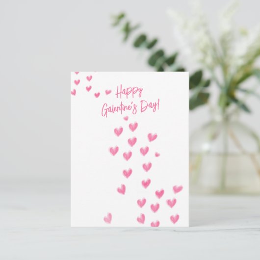 Happy Galentine's Day Schattige roze harten Briefkaart (Staand voorkant)