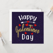 Happy Galentines Day Valentijns Flowers Card Kaart (Voorkant / Achterkant in situ)