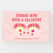 Happy Galentines Day Valentijnse feestwijn Spandoek (Horizontaal)