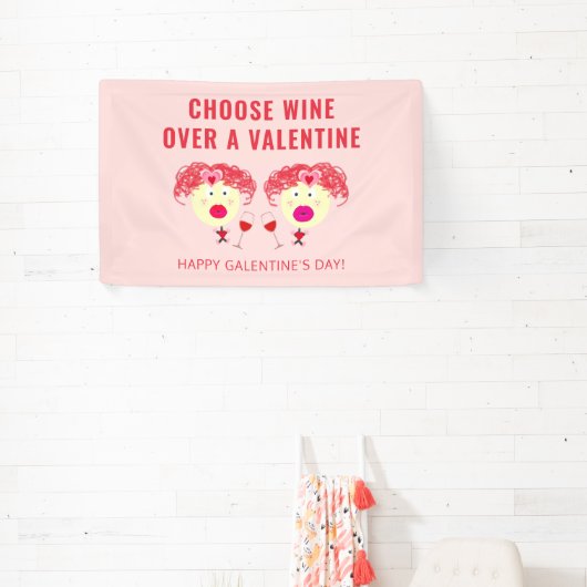 Happy Galentines Day Valentijnse feestwijn Spandoek (Insitu)