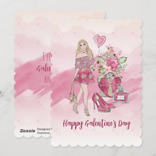 Happy Galentine's Day Vrouwelijke Design Feestdagenkaart (Voorkant / Achterkant)