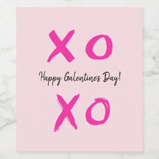 Happy Galentine's Day XOXO roze Wijn Etiket (Enkel label)