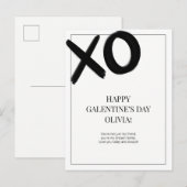 Happy Galentine's Day XOXO Zwart-wit Modern Feestdagenkaart (Voorkant / Achterkant)