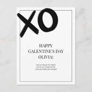 Happy Galentine's Day XOXO Zwart-wit Modern Feestdagenkaart