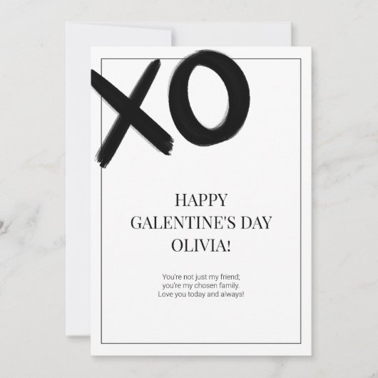 Happy Galentine's Day XOXO Zwart-wit Modern Feestdagenkaart (Voorkant)